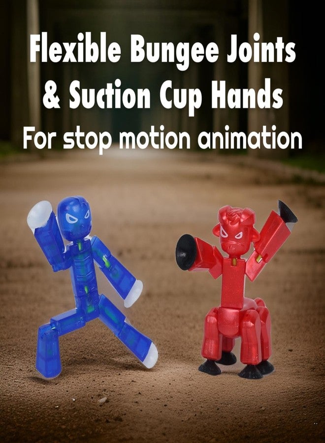 Zing StikBot Dual Pack - Includes 2 StikBots - Collectible Action Figures, Stop Motion Animation, Ages 4 and Up (Indigo Clear Blue (Grim) + Red Chrome (Kyron)) - Image 4